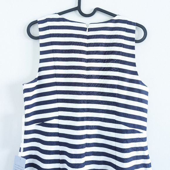 ELIZA J Navy Blue & White Stripe Tasseled Sleeveless Sheath Dress Size 6 - Picture 5 of 11